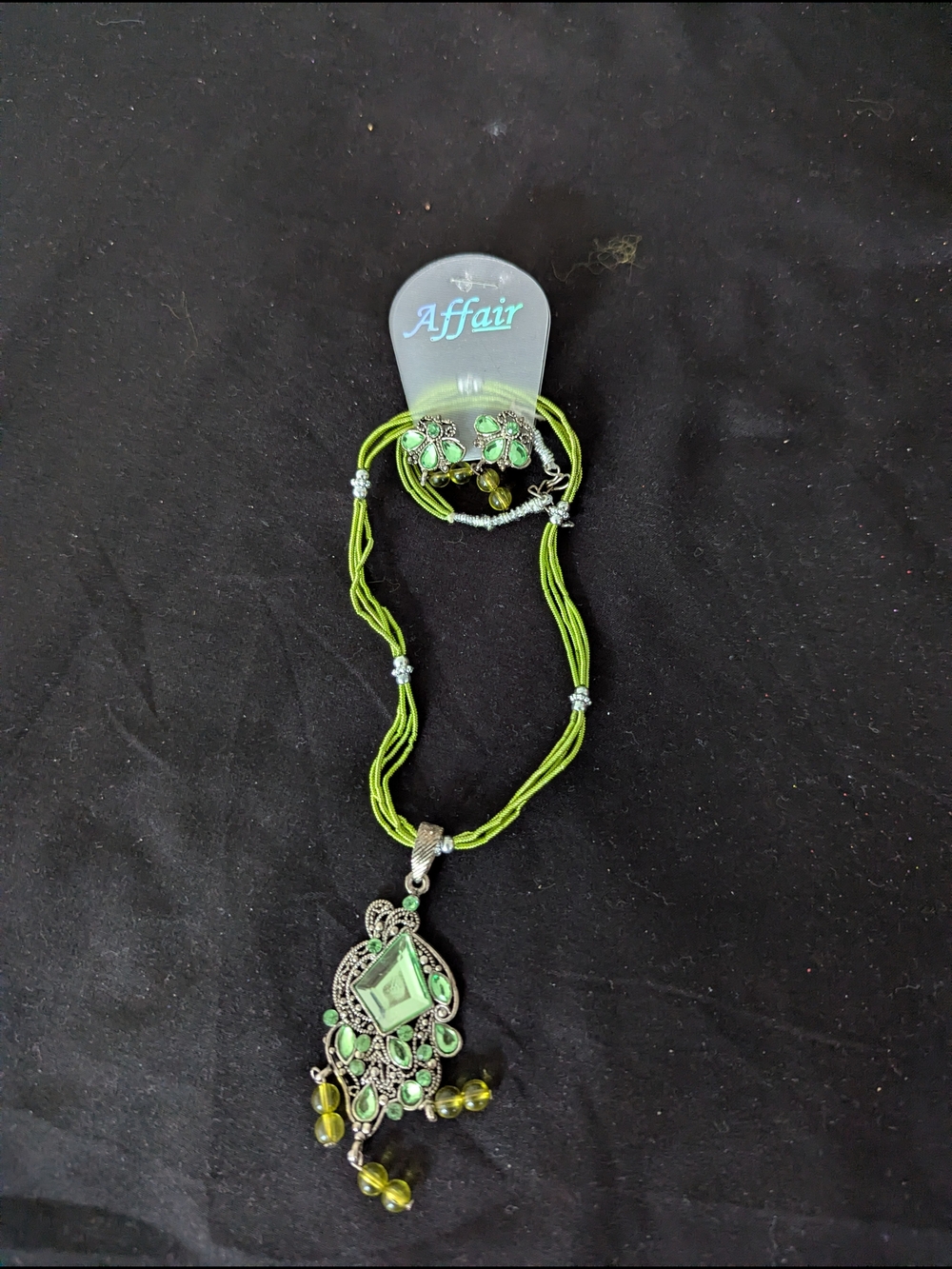 Green Statement Necklace and Earring Set